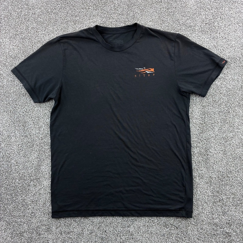 Sitka Gear Shirt Mens Large Black Short Sleeve Performance Hunting Stretch Logo